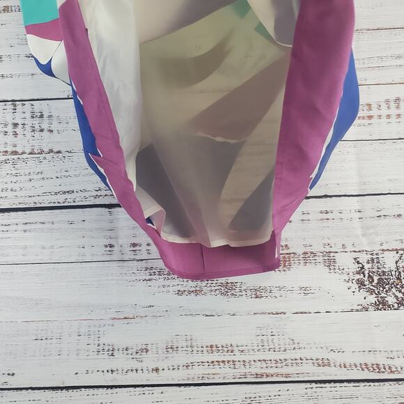 Yumi Kim Multicolor Abstract 100% Silk Dress S Plunge VNeck 3/4 Sleeve Geo Print - Picture 8 of 15